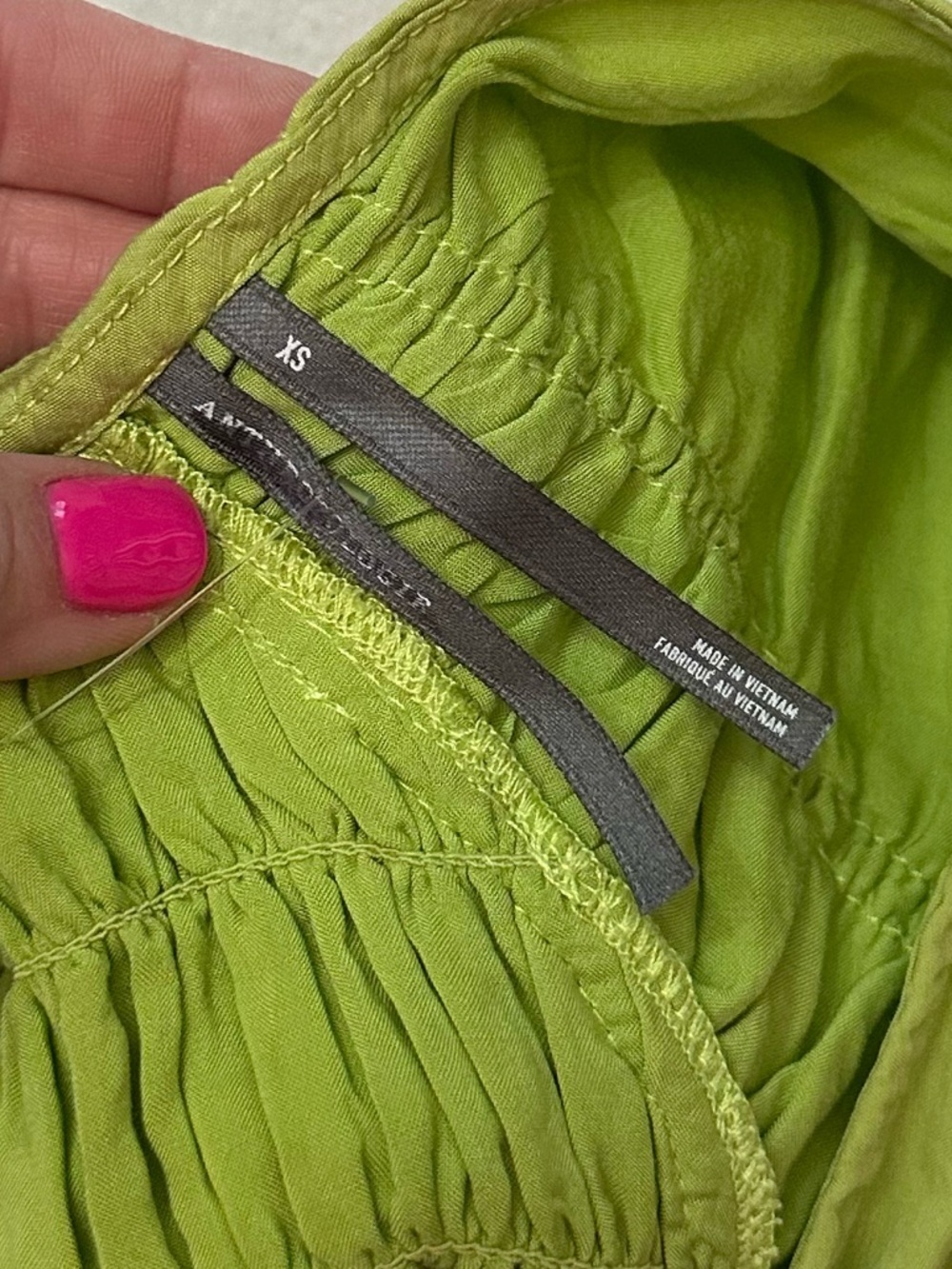Anthropologie Lime Green Asymmetrical Smocked Bodice Midi Dress 38544 - Picture 9 of 12